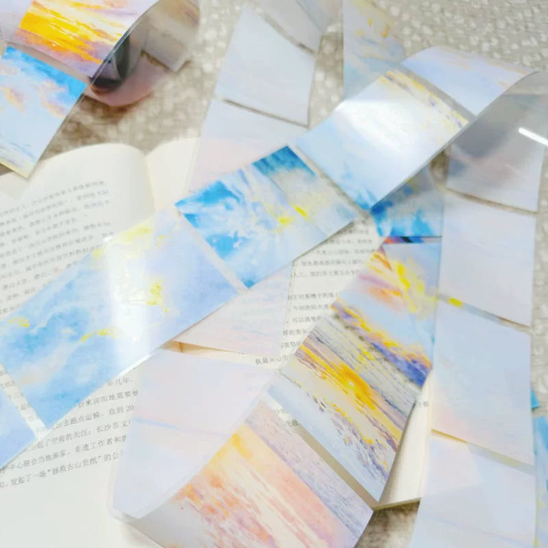 ZaoZao Vol3【Sky Color】Original Design Kiss-Cut Washi PET Tape Stickers,for Scrapbook Supplies,Journaling,Junk Journal,Bullet Journal,Planner Stickers