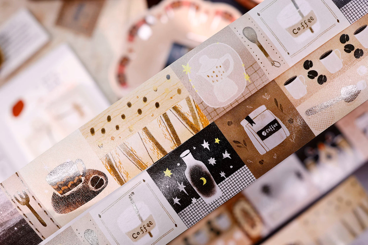 XiaoBaiJia Salt Series【Caffeine-Related Code Words】Pre-cut Orginal Design Vintage Coffee Washi/Pet Tape Light Retro Stickers