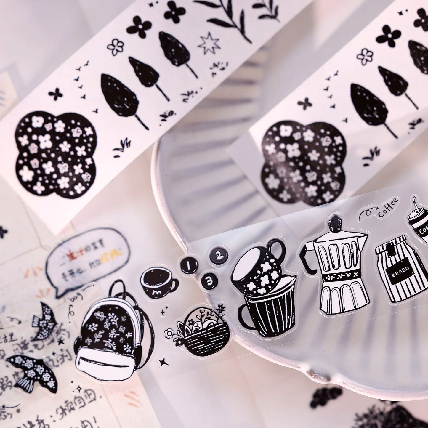 XiaoBaiJia Salt Series【Plain Color Painting】Pre-cut Orginal Design Mall Figures Embellish Washi/Pet Tape Light Retro Stickers