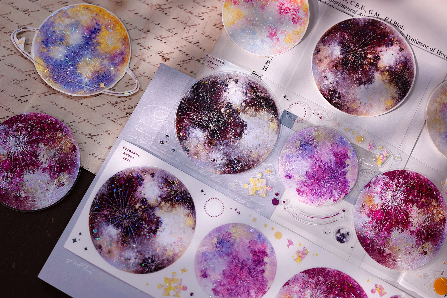 XiaoBaiJia【Starfall】Pre-cut Dream Planet Orginal Design Washi Pet Tape Light Retro Stickers