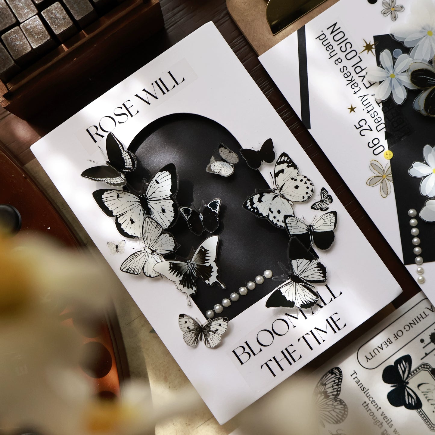 YiEr Vol15【Butterfly Habitat】Orginal Design Pre-cut Washi/Pet Floral Tape Light Retro Landscaping Stickers