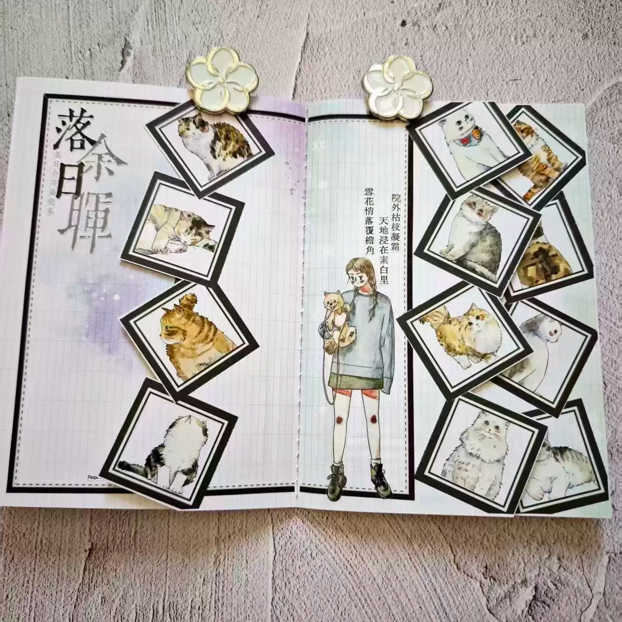 Kaixiaoxun Vol11【Cat】 Pre-Cut Long Loop Washi/Matte PET Tape for Scrapbook Supplies,Junk Journal Supplies