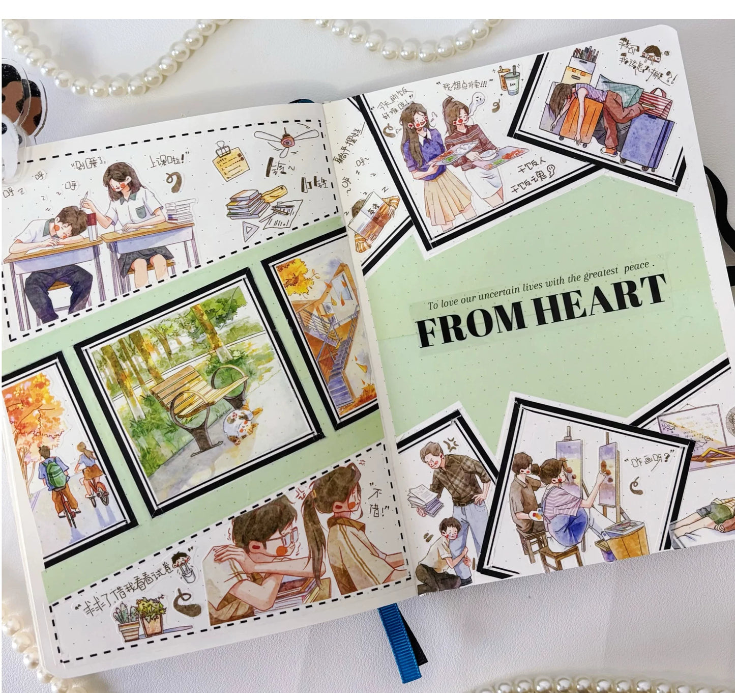 XingXing【Memoir】 Pre-cut Light Retro Campus Youth Washi/PET Tape