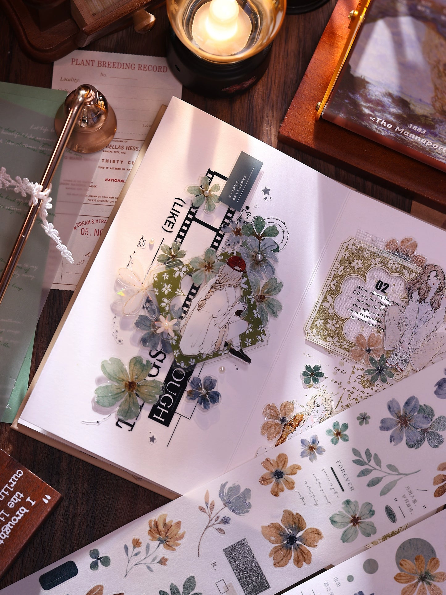 XiaoBaiJia【Green Book】Light Retro Orginal Design Washi Pet Tape Landscape Stickers