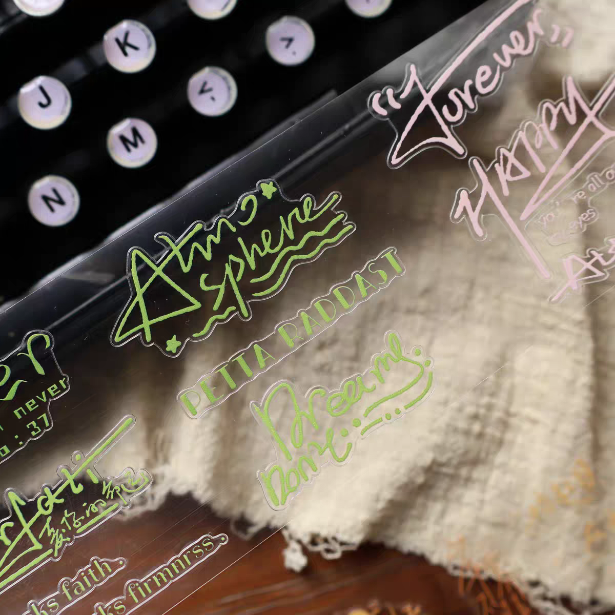 YiEr【Light Retro Text】Background Text Pre-cut Washi/PET Tape,for Scrapbook Supplies,Scrapbook Tape Stickers,Junk Journal Supplies