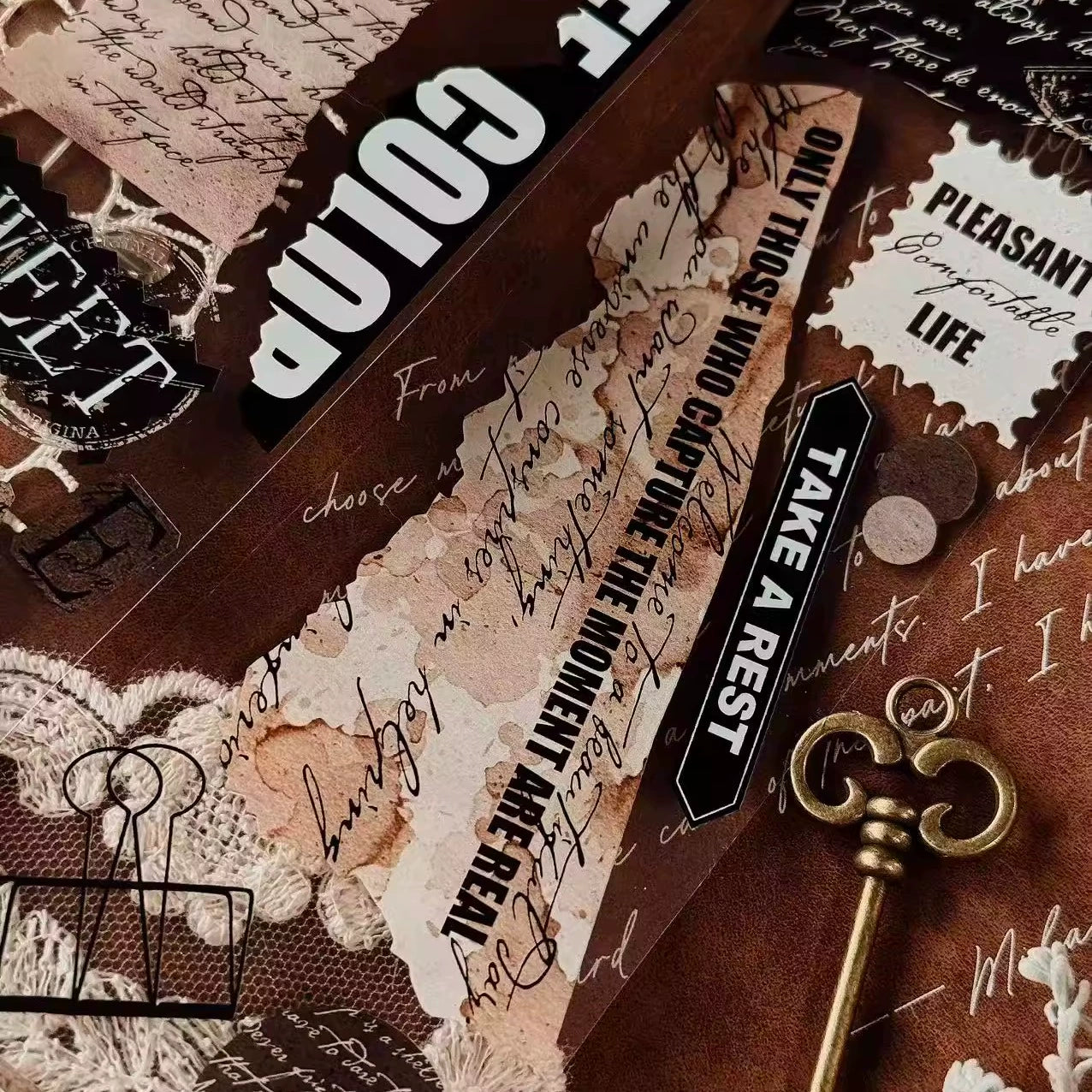 Linlanxi【Ancient Rhyme Paper Seal】Original Design Retro Broken Paper Bookkeeping Washi/Pet Tape