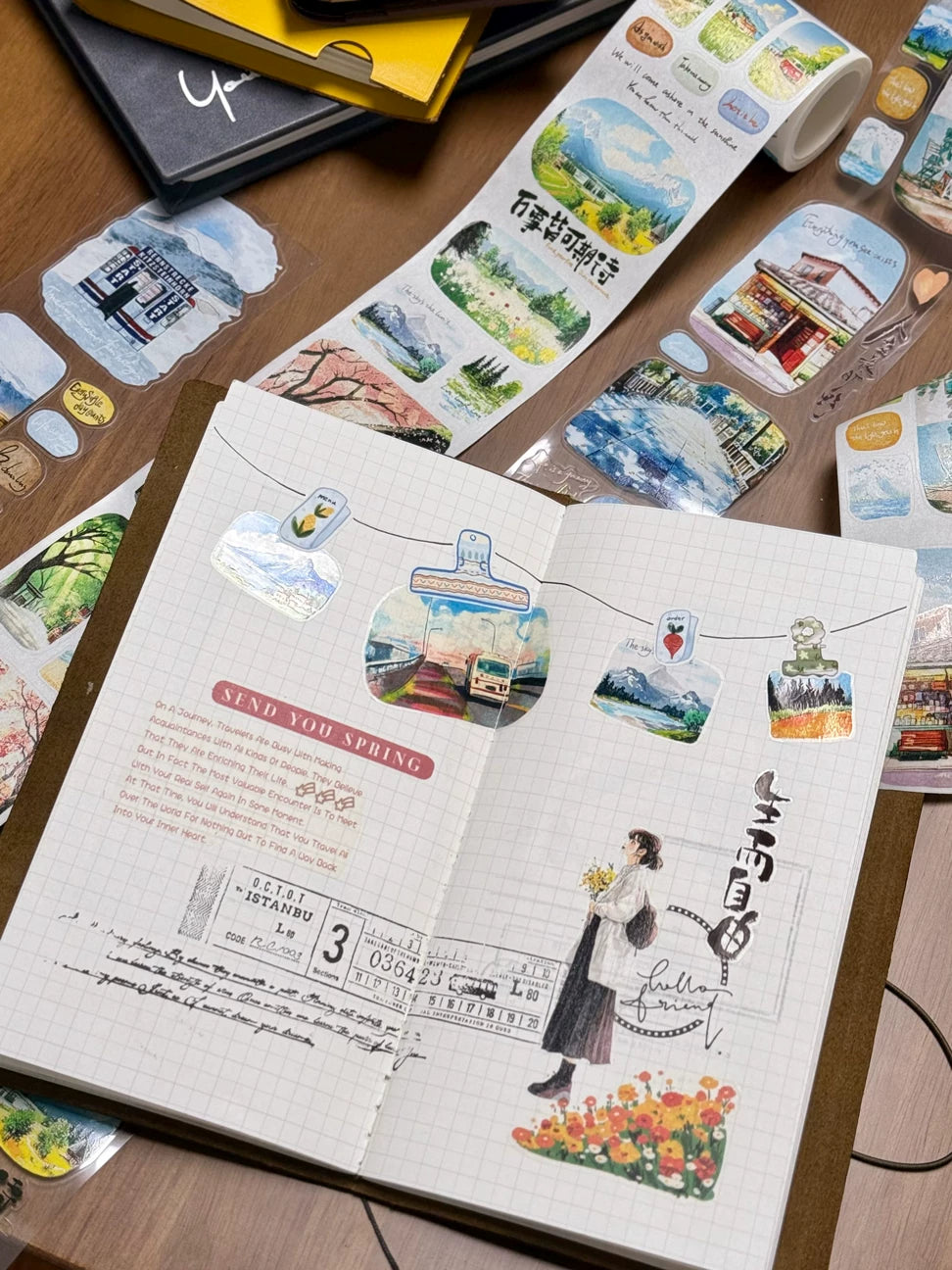 Wait Studio【Pick up Light Themed Scenery】Pre-cut Light Retro Washi/PET Tape