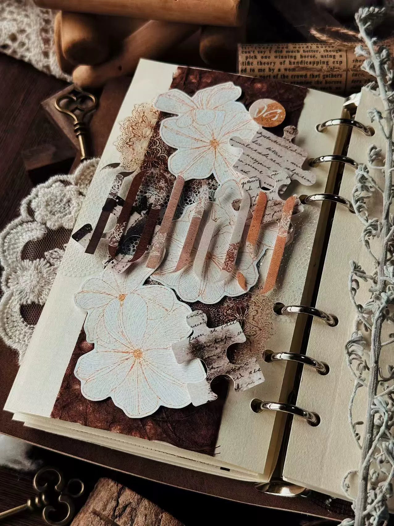 Linlanxi 【Residual Charm and Flowing Light】Original Pre-cut Washi/Pet Tape,New Fashion Retro Wider English Text