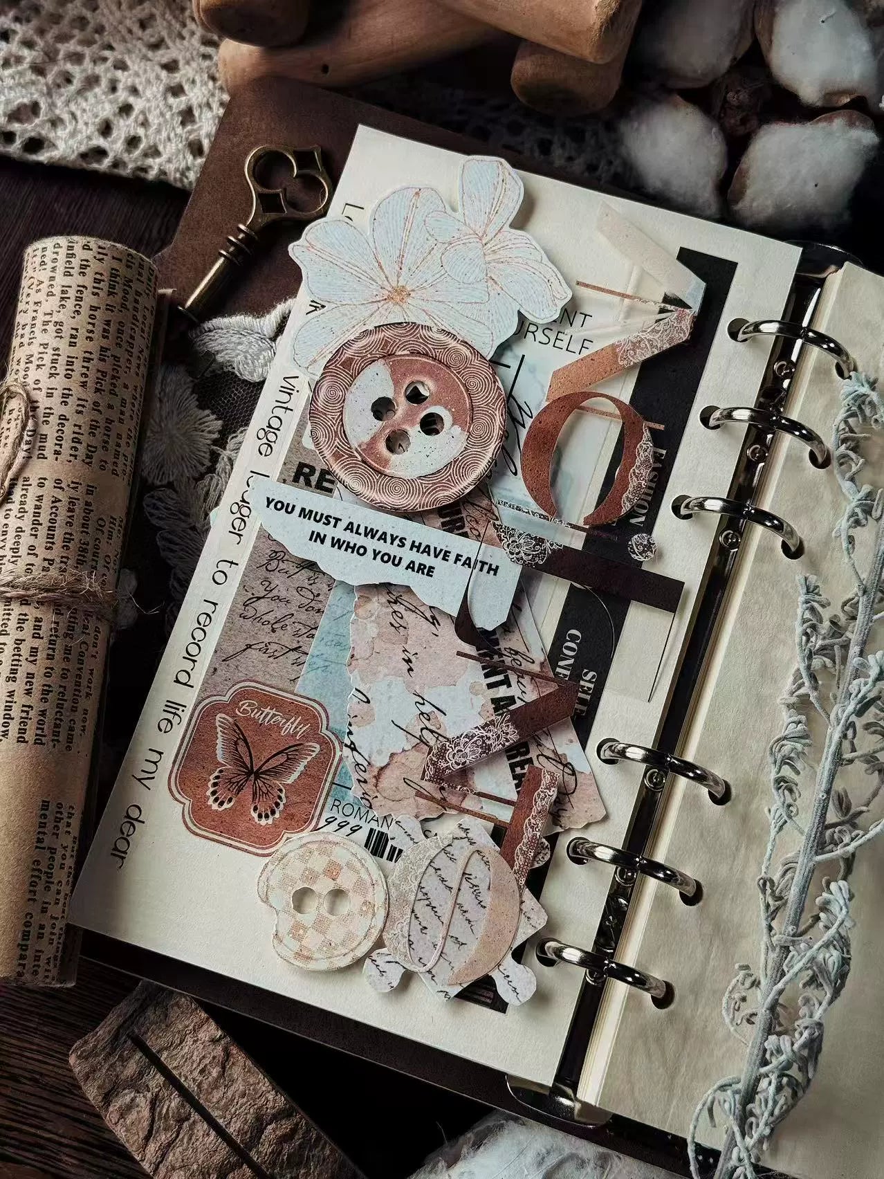 Linlanxi 【Residual Charm and Flowing Light】Original Pre-cut Washi/Pet Tape,New Fashion Retro Wider English Text