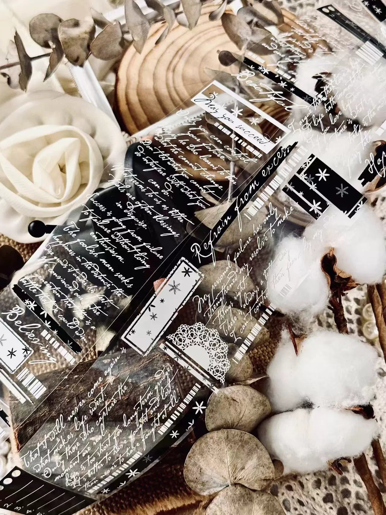 Linlanxi【 Romantic Quotes】Original Design Text Washi/Pet Tape Sticker, 5-meter-long Loop Roll