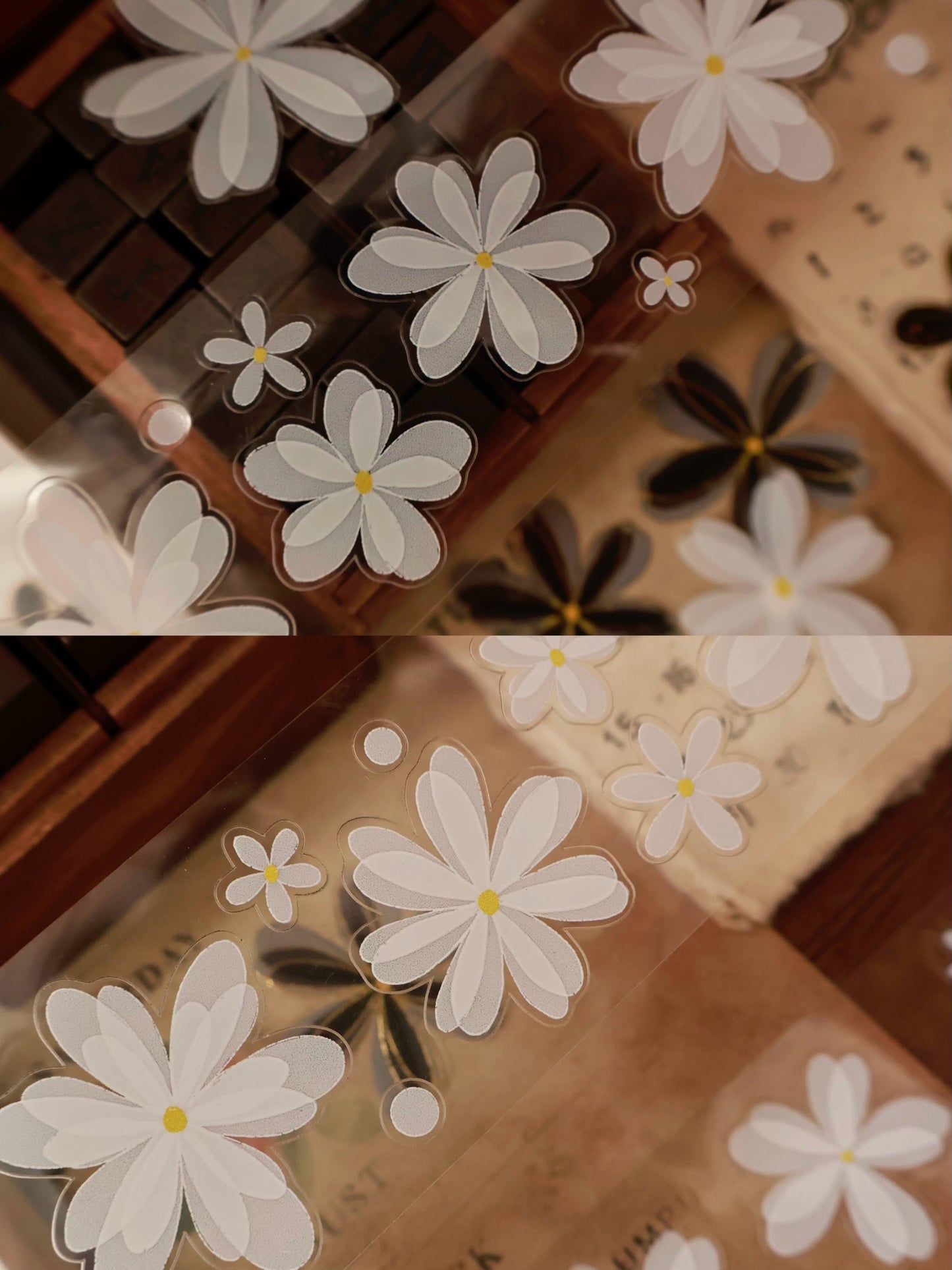 YiEr Vol15【Black and White Flowers】Orginal Design Pre-cut Washi/Pet Floral Tape Light Retro Landscaping Stickers