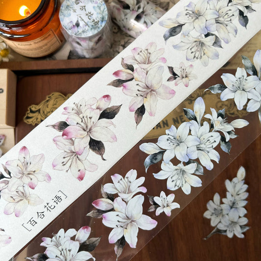 YiEr Vol13【Lily Language】Orginal Design Washi/Pet Floral Tape Light Retro Landscaping Stickers