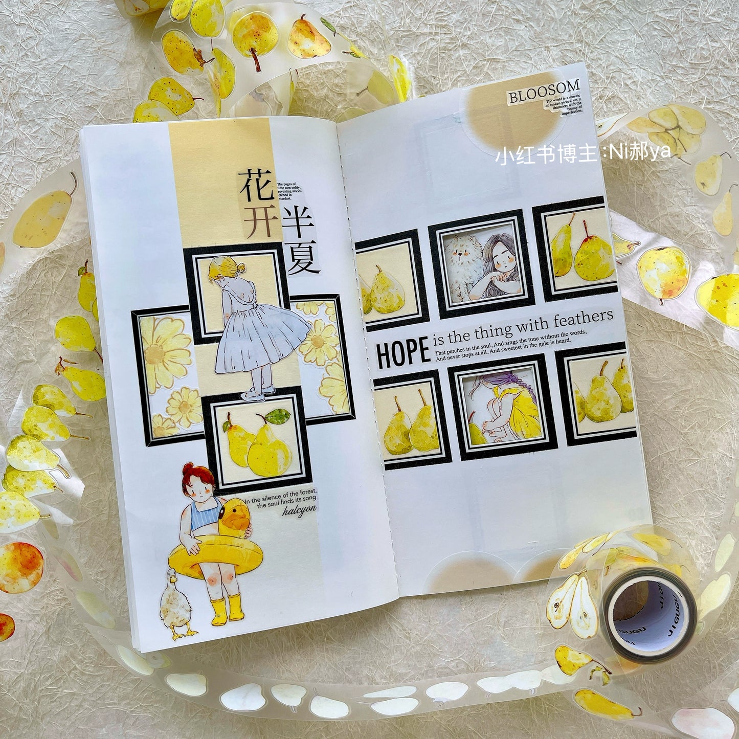 Seahorse Forest Vol7【A43#Big Pear】Original Design Pre-Cut Floral Washi/PET Tape Stickers,for Scrapbook Supplies,Journaling,Junk Journal,Bullet Journal,Planner Stickers