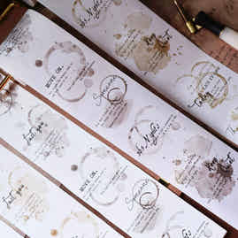 YiEr Vol14【Coffee Stains】Pre-cut Orginal Design Washi/Pet Text Tape Light Retro Landscaping Stickers