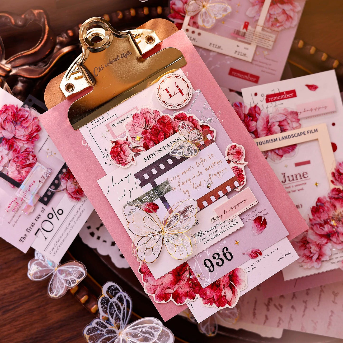 XiaoBaiJia Salt Series【Peony】Orginal Design Kiss-cut Washi/Pet Floral Tape Light Retro Landscaping Stickers