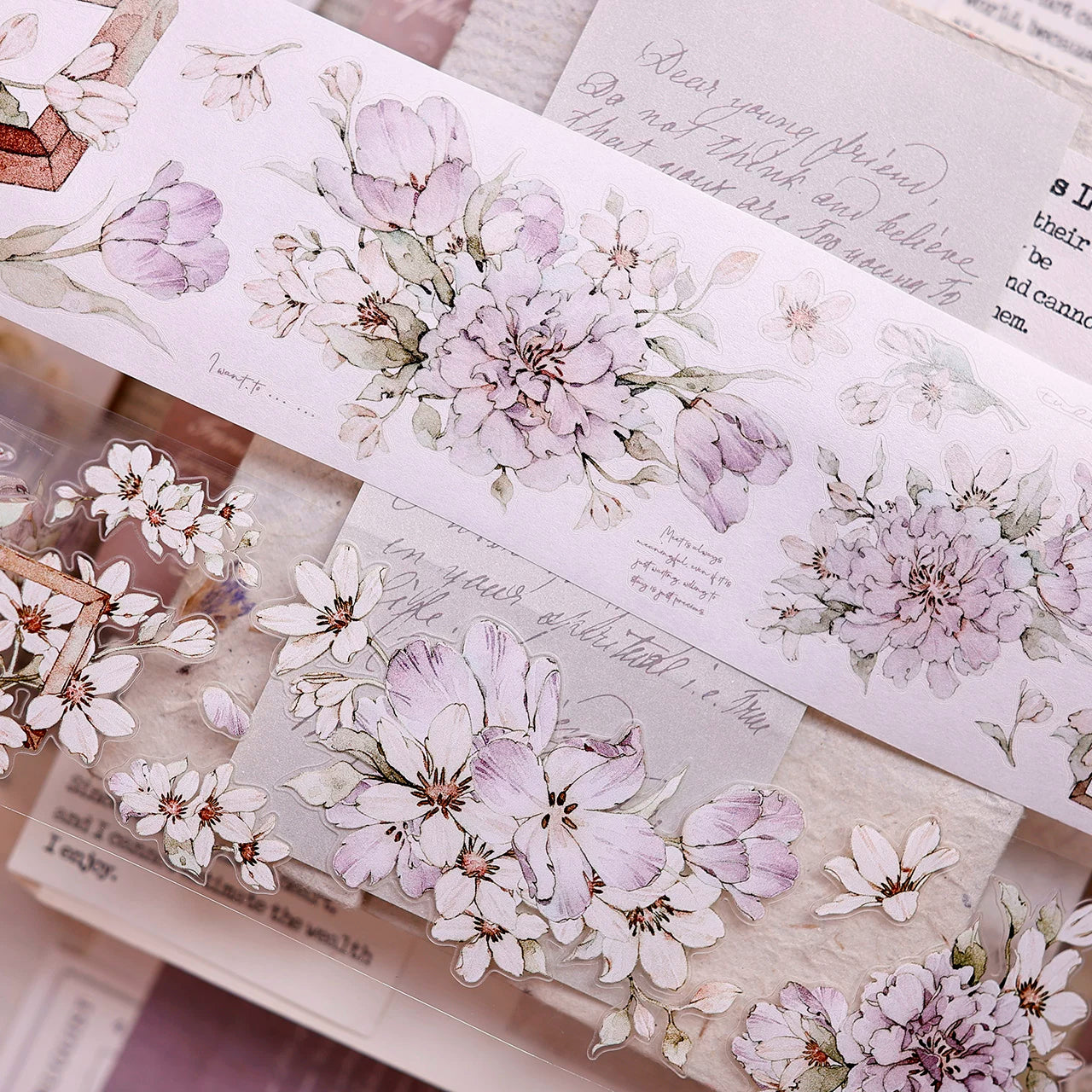 XiaoBaiJia Salt Series【Smoky Purple】Pre-cut Orginal Design Washi/Pet Tape Light Retro Stickers