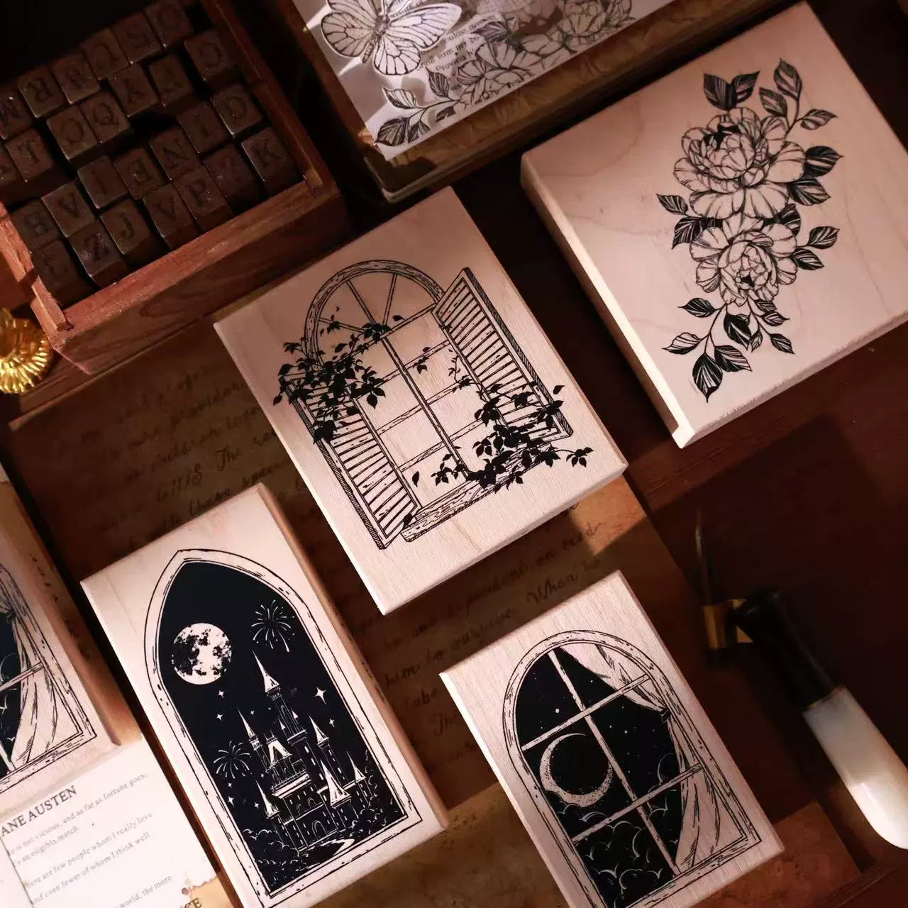 YiEr Vol14【Windows Stamp】Imported Maple Red Rubber and Maple Wood Stamp