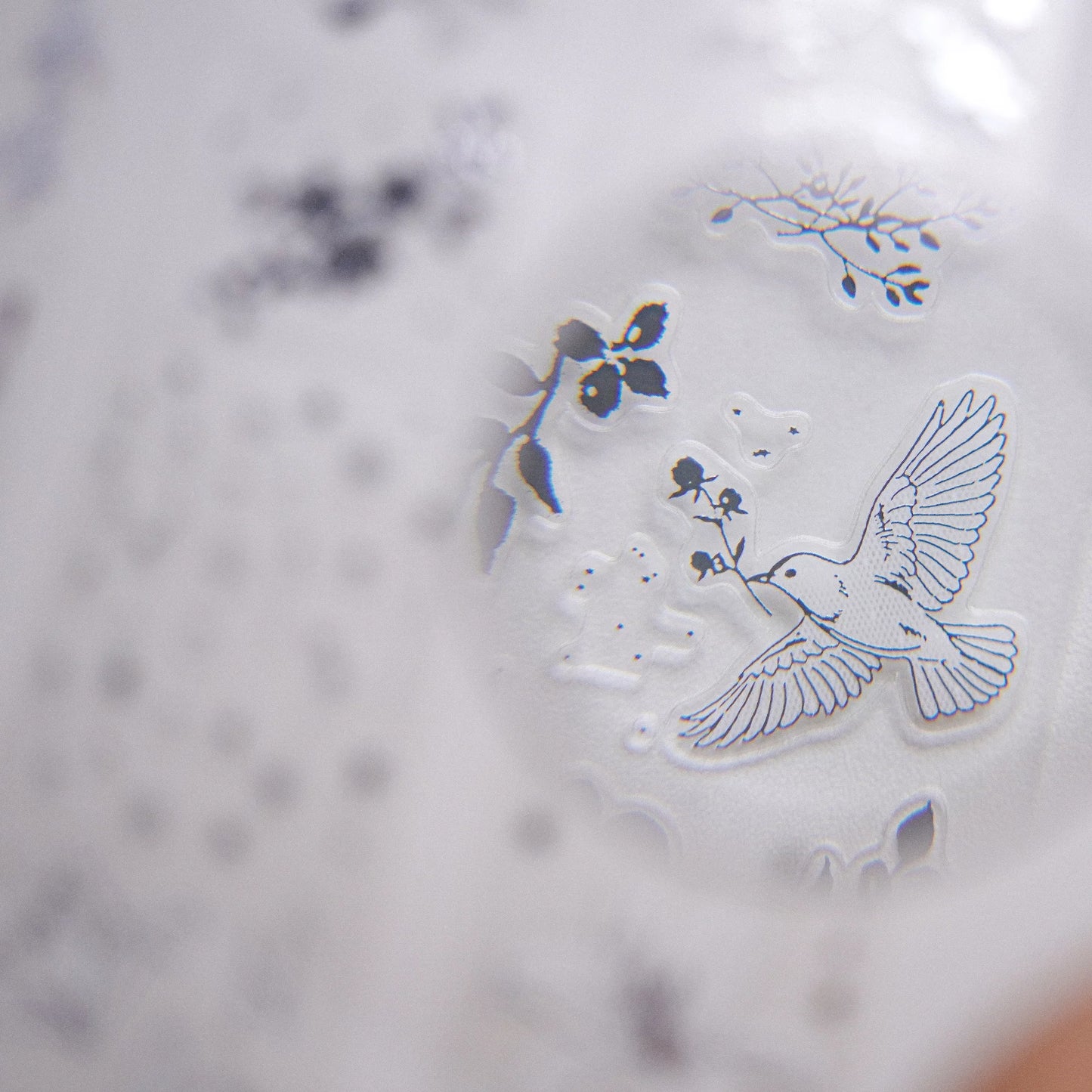 Yuanzi-Jennyuanzi【Licht Schatten】Vorgeschnittene Blumen Vogel Schmetterling Stern Kette Heißsilber Washi PET Tape