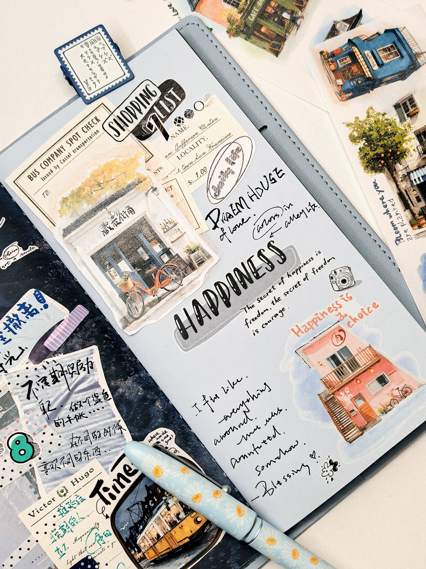 Wait Studio【Grayscale Diary】 Pre-cut Light Retro Black and White Text Washi/PET Tape