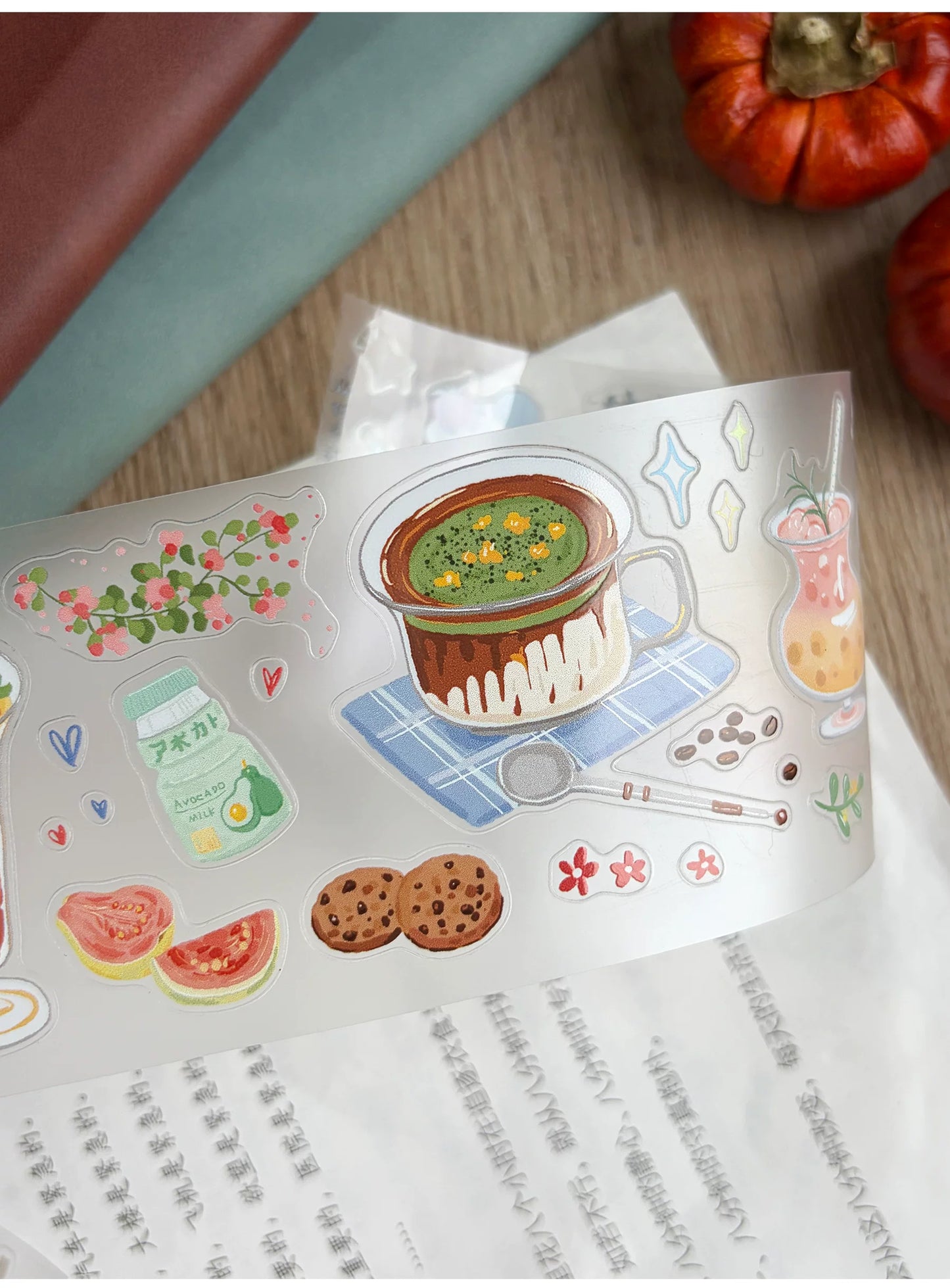 ZiYuanSu【Slightly Sweet Afternoon】Food Background Scene Pre-cut Washi PET Tape