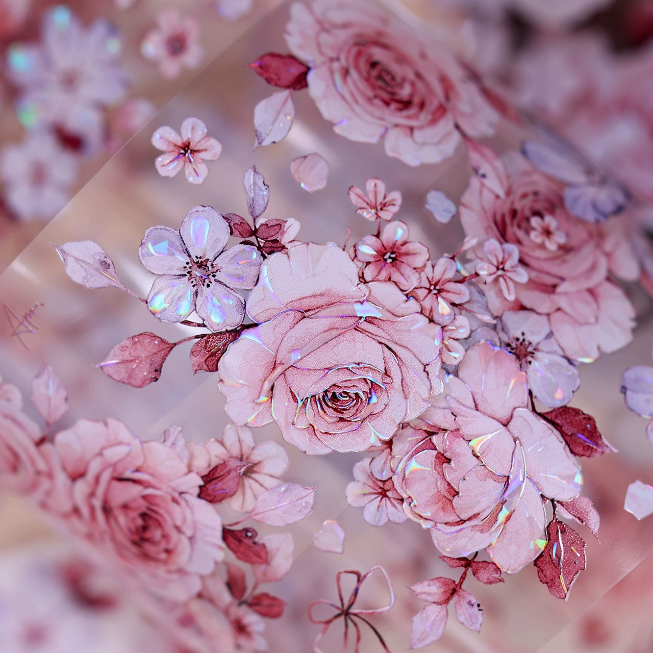 XiaoBaiJia【Clear Sky/Morning Mist】Light Retro Mint Green Flower Orginal Design Washi Pet Floral Tape Landscaping Stickers