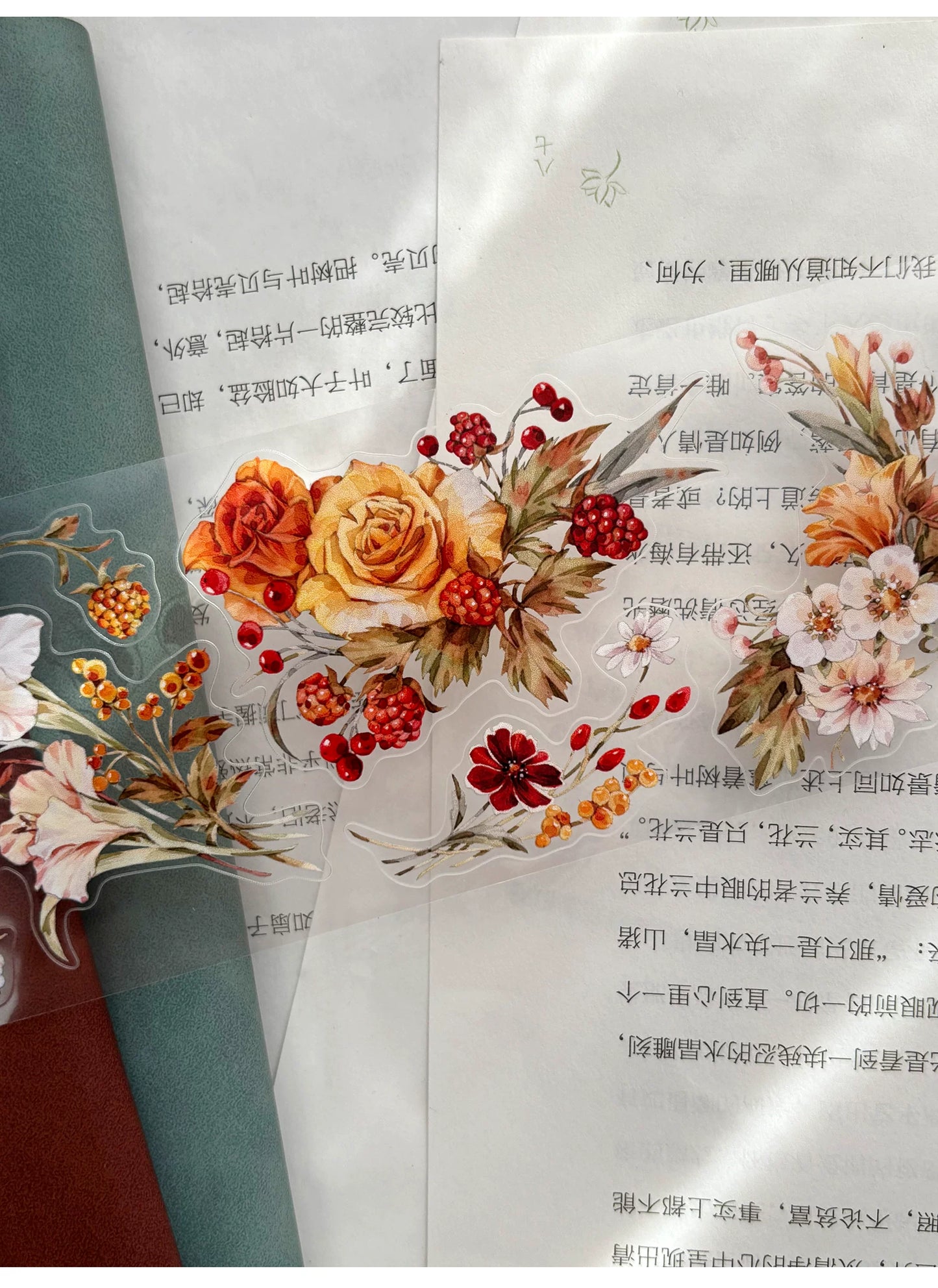 ZiYuanSu Vol15【Falling Fragrance】Kiss-cut Floral Washi Tape and PET Stickers
