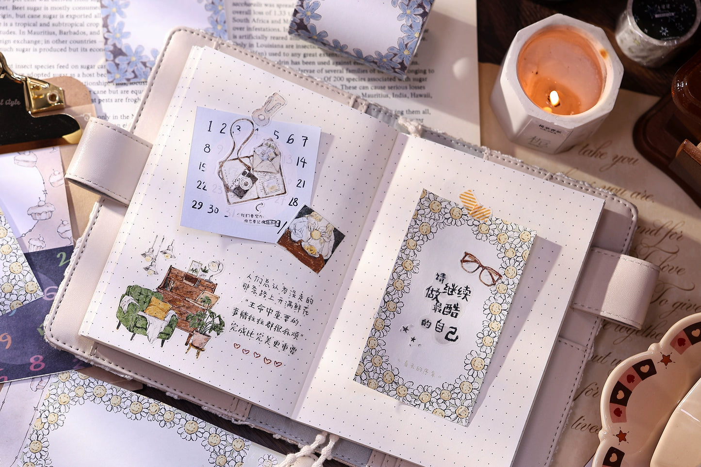 XiaoBaiJia Minimalist Style【Writing Roll‌】Border Strip Orginal Design Washi Pet Tape Landscape Stickers