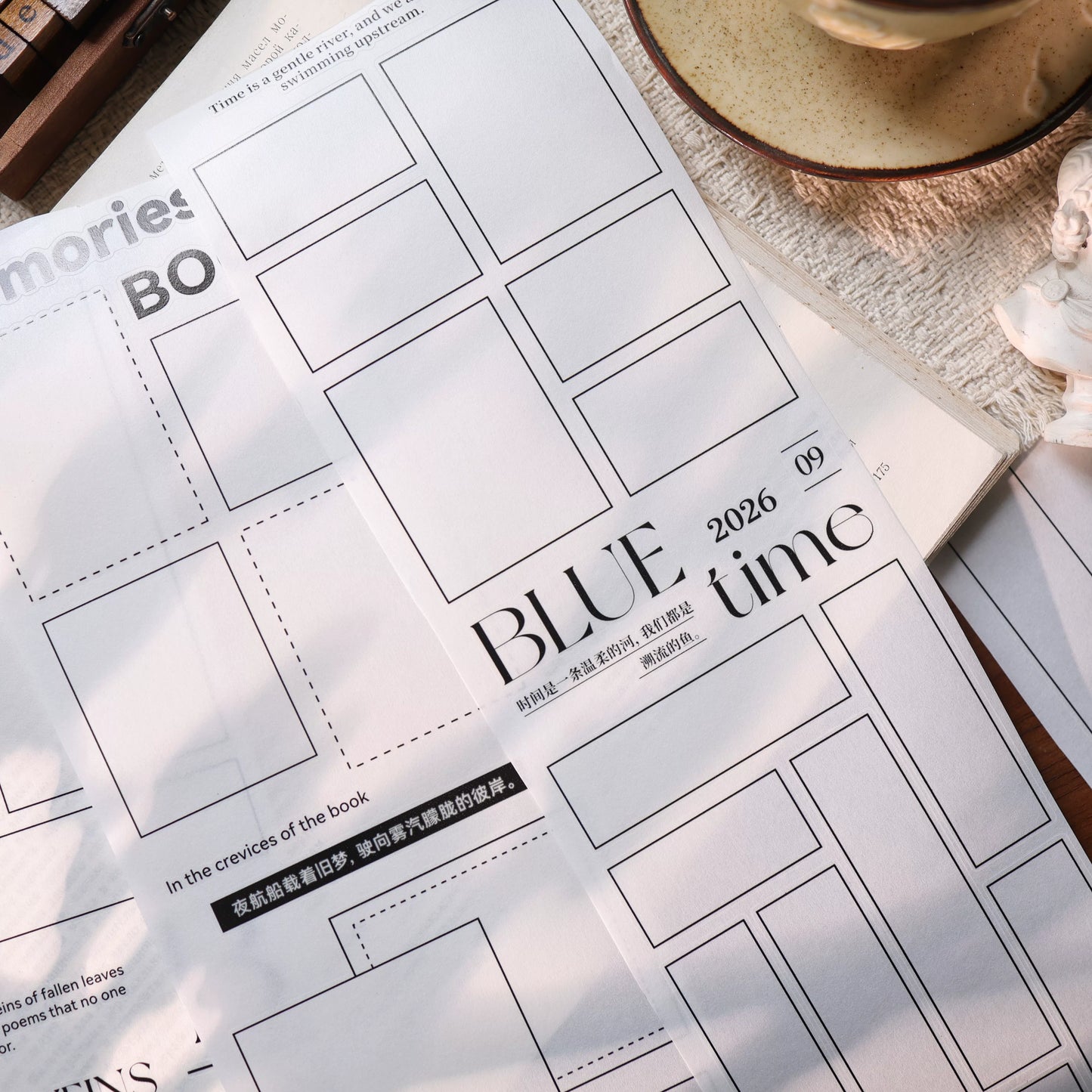 YiEr Vol17【Base Border】Kiss-cut Magazine-Style Layout Backgroud Washi Tape and PET Stickers