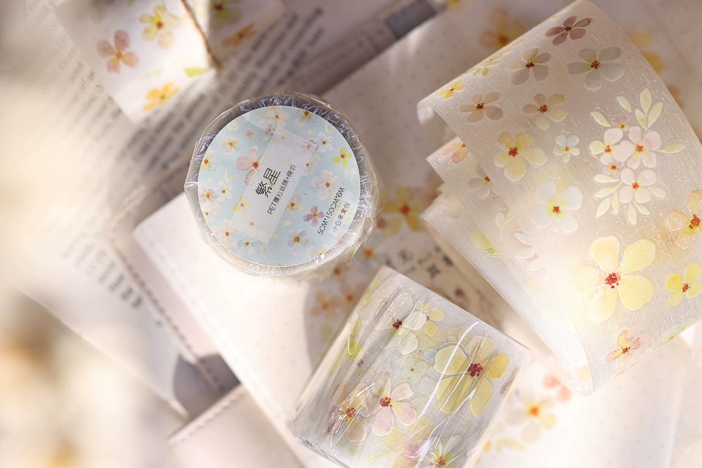 XiaoBaiJia Minimalist Style【Stars】Light Retro Orginal Design Washi Pet Tape Landscape Stickers