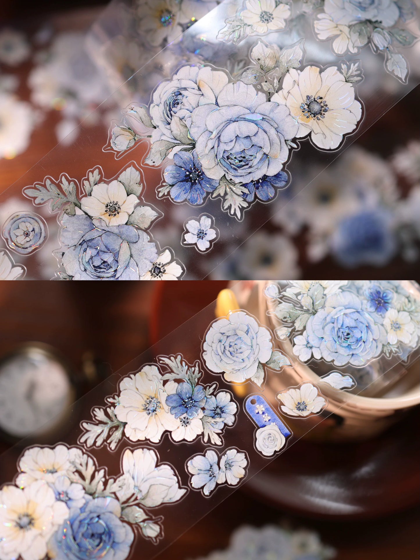 YiEr Vol17【Blue-Violet Flower】Kiss-cut Floral Washi Tape and PET Stickers