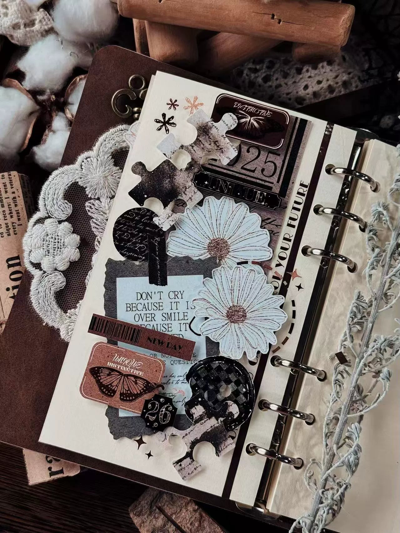 Linlanxi 【Residual Charm and Flowing Light】Original Pre-cut Washi/Pet Tape,New Fashion Retro Wider English Text