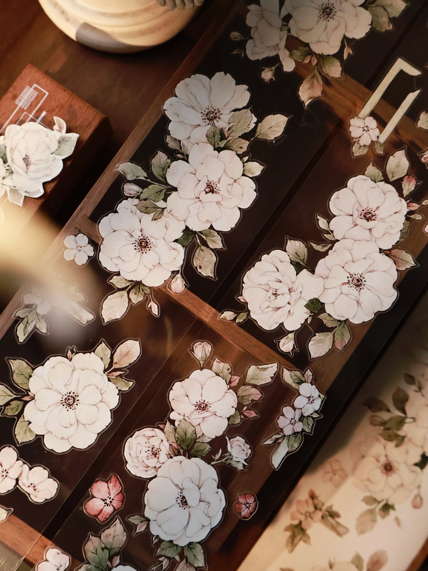 YiEr Vol15【Moonlight Rose】Orginal Design Pre-cut Washi/Pet Floral Tape Light Retro Landscaping Stickers