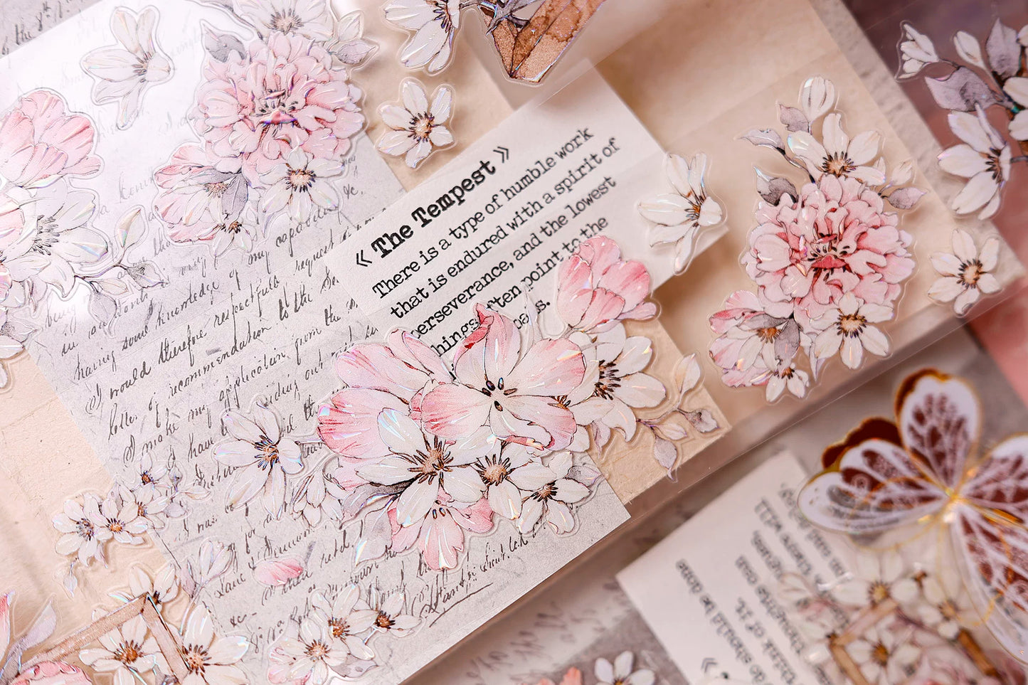 XiaoBaiJia Salt Series【Powdered Floss】Pre-cut Orginal Design Washi/Pet Tape Light Retro Stickers