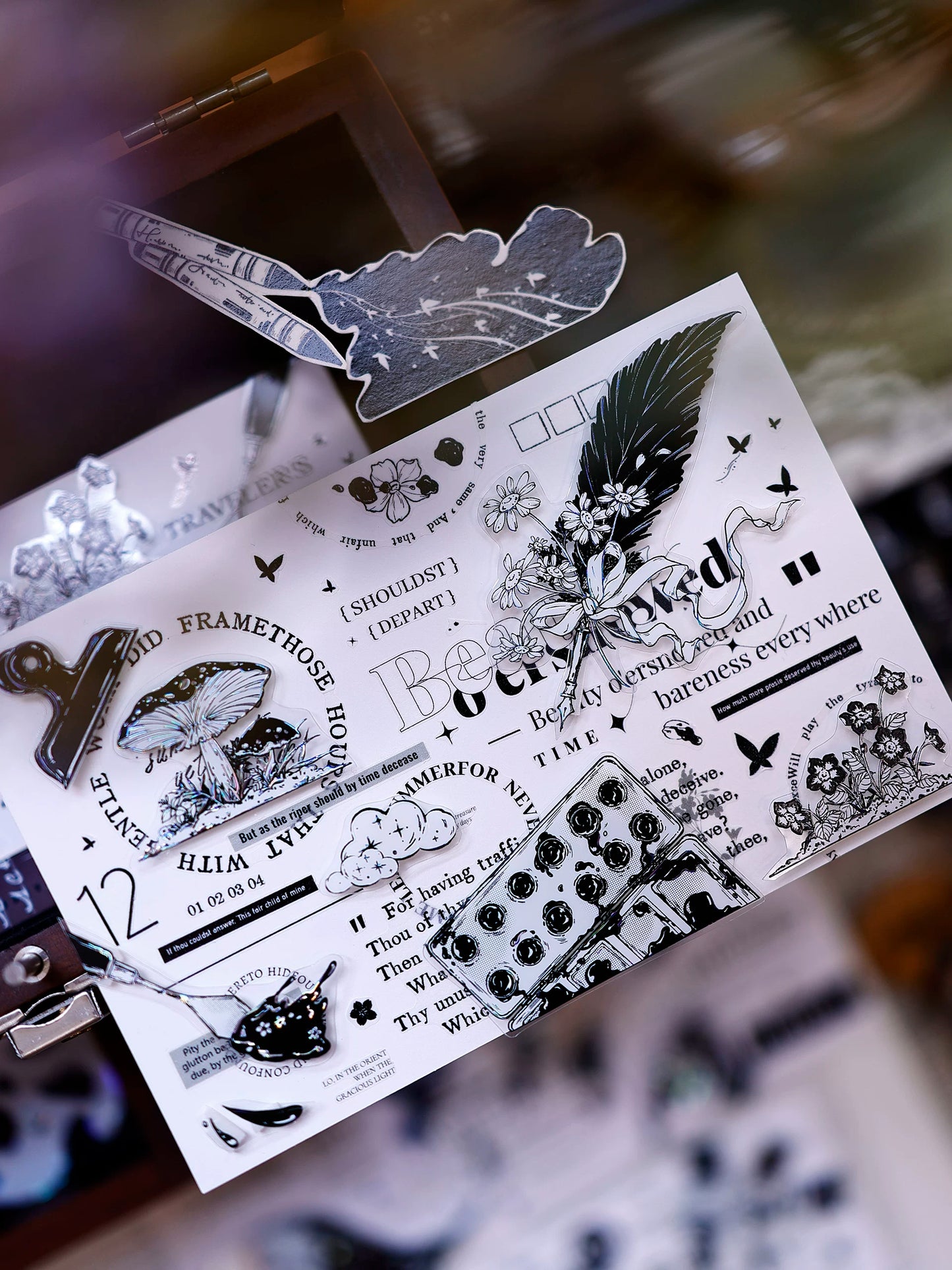 XiaoBaiJia Salt Series【Black and White Art World】Pre-cut Orginal Design Washi/Pet Tape Light Retro Stickers