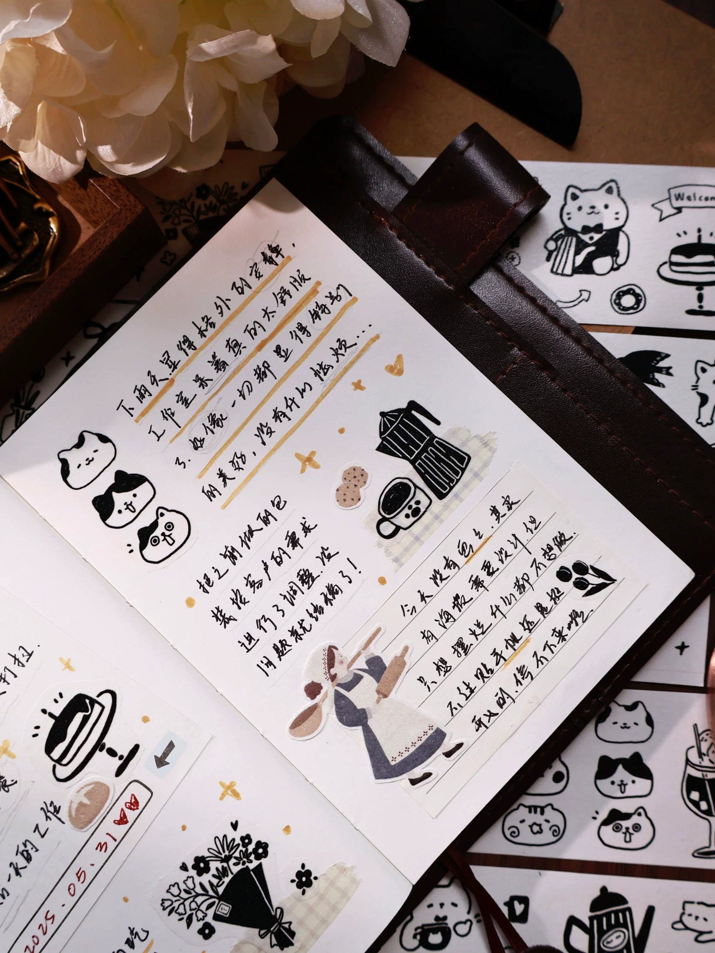 YiEr Minimalist Style Vol4【Cat Cafe Daily】Light Retro Orginal Design Washi Pet Tape Landscape Stickers