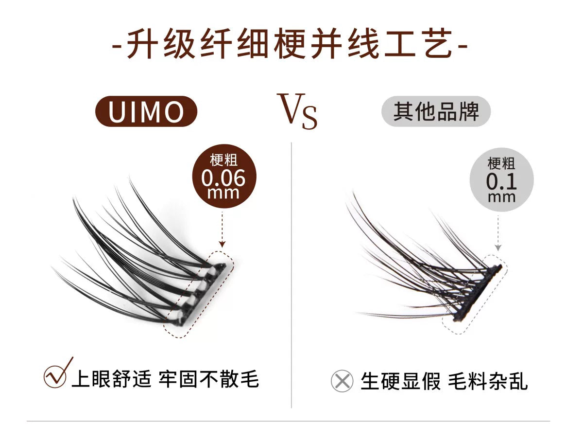 UIMO【3D Volume Eyelashes】Glue-Free False Eyelashes,Fluffy,Realistic,Natural-looking,Self-adhesive,Segmented,Barbie/Manga Style Lashes