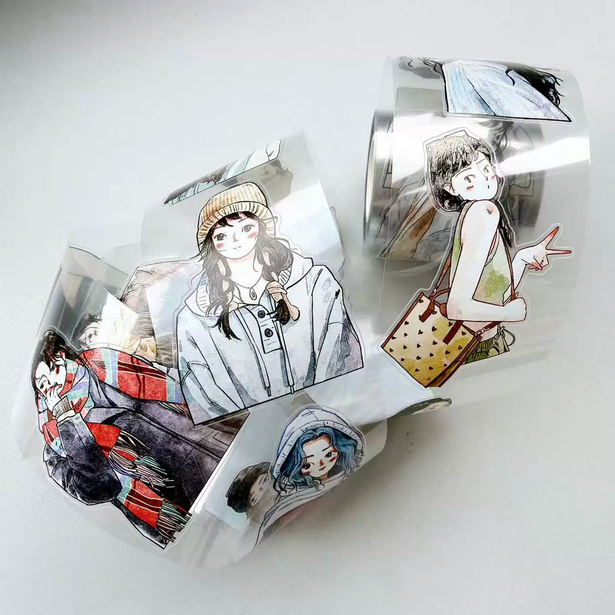 Kaixiaoxun Vol14【Small Avatar】 Pre-Cut Long Loop Washi/Matte PET Tape for Scrapbook Supplies,Junk Journal Supplies