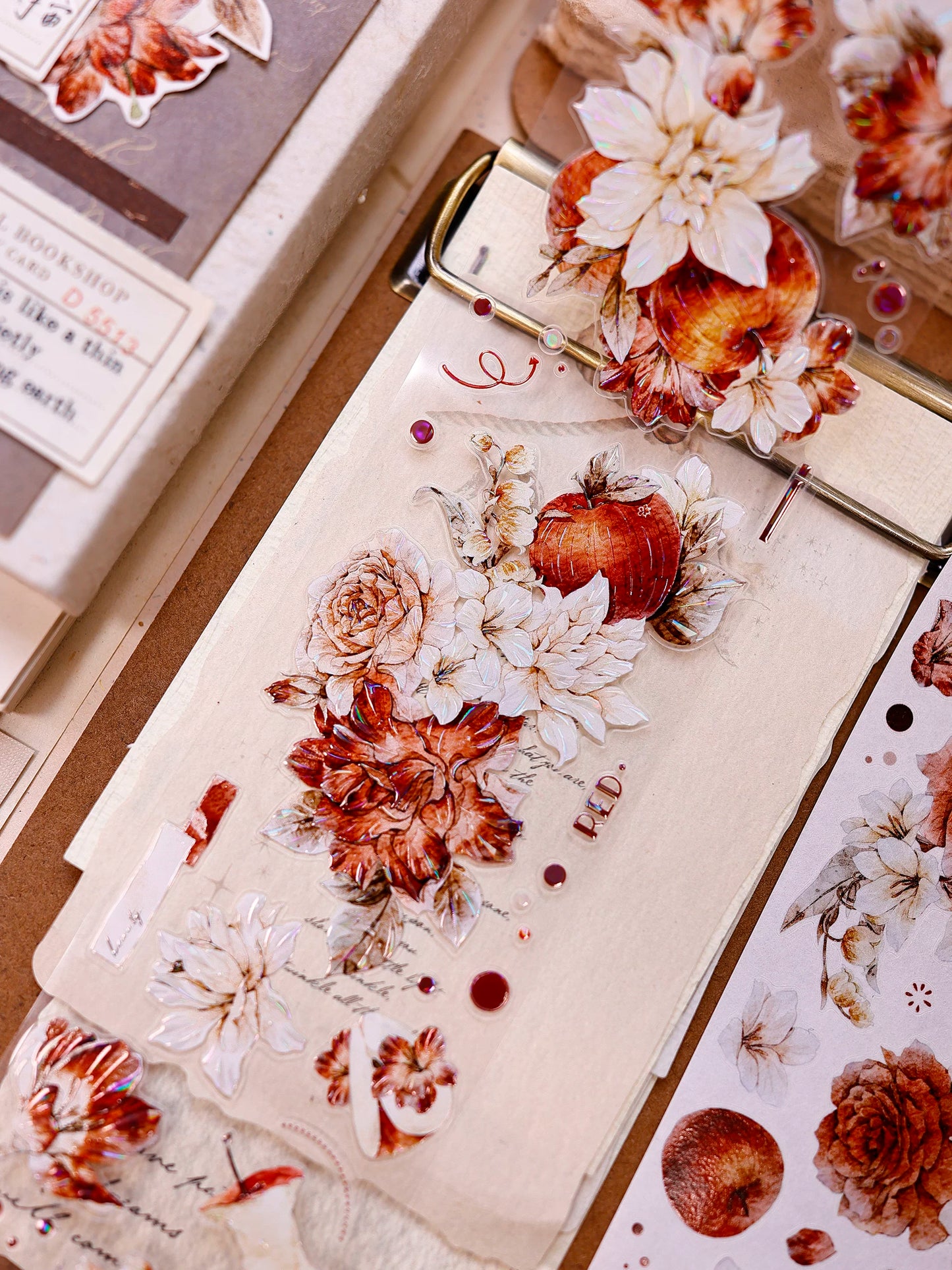 XiaoBaiJia【Sweet Dream Blossoms】Orginal Design Kiss-cut Washi/Pet Floral Tape Light Retro Landscaping Stickers