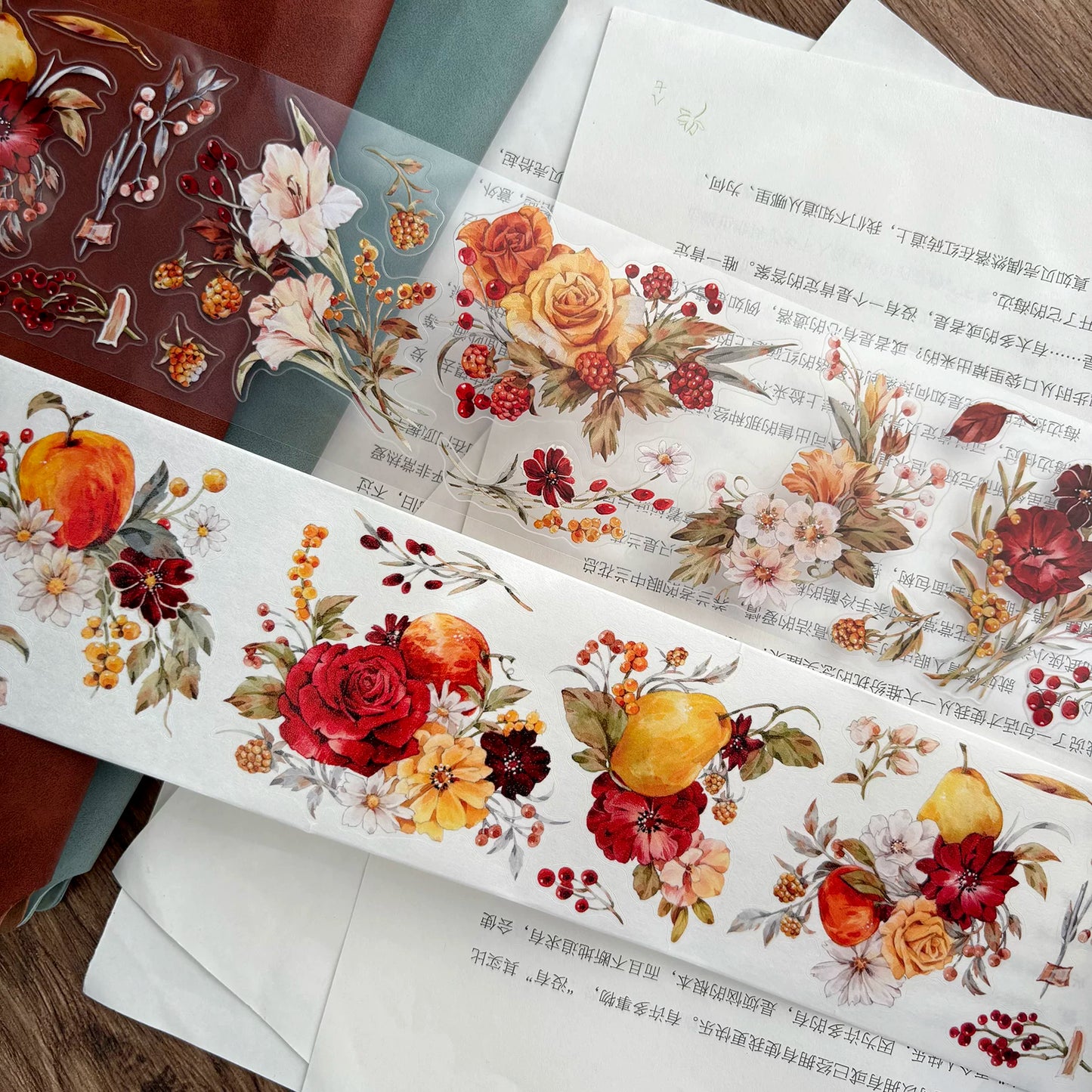 ZiYuanSu Vol15【Falling Fragrance】Kiss-cut Floral Washi Tape and PET Stickers