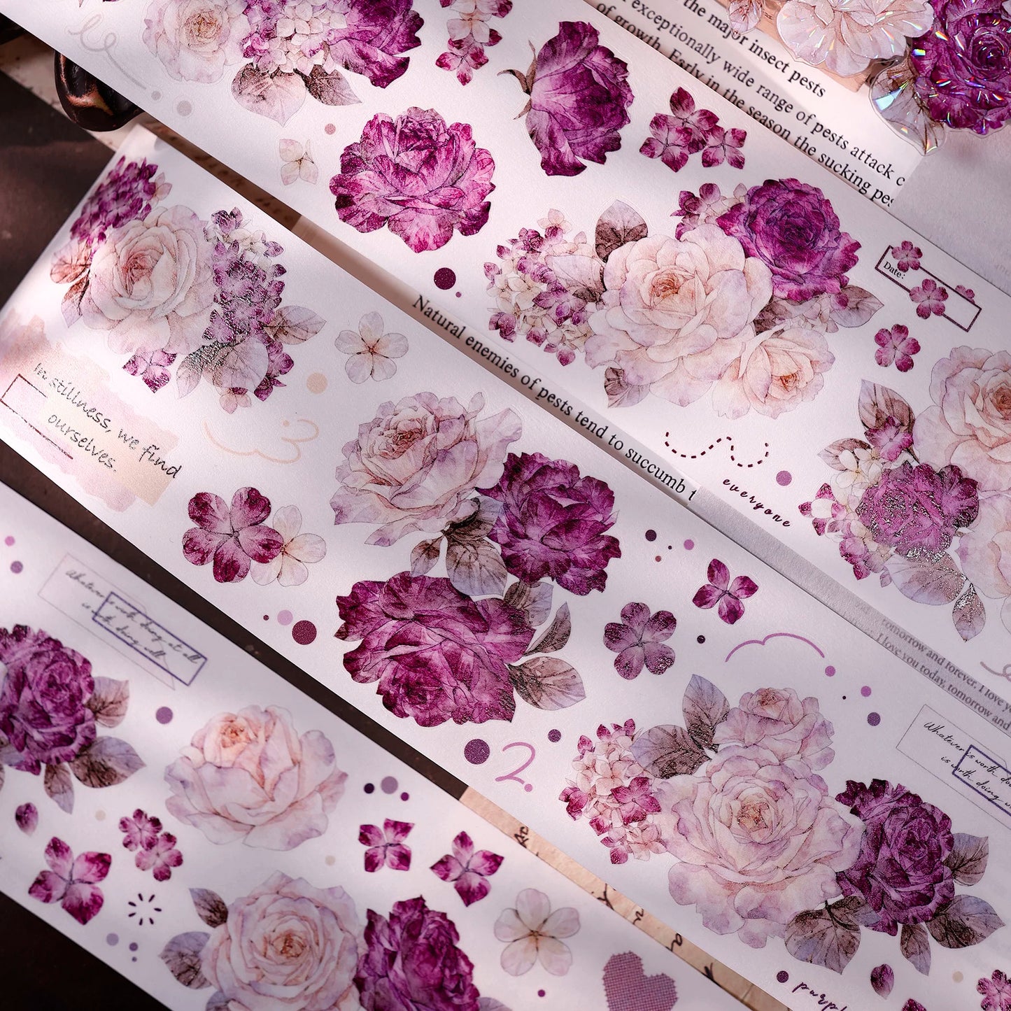 XiaoBaiJia【Zimo Fangxu】Pre-cut Rose Flowers Orginal Design Washi Pet Tape Light Retro Stickers