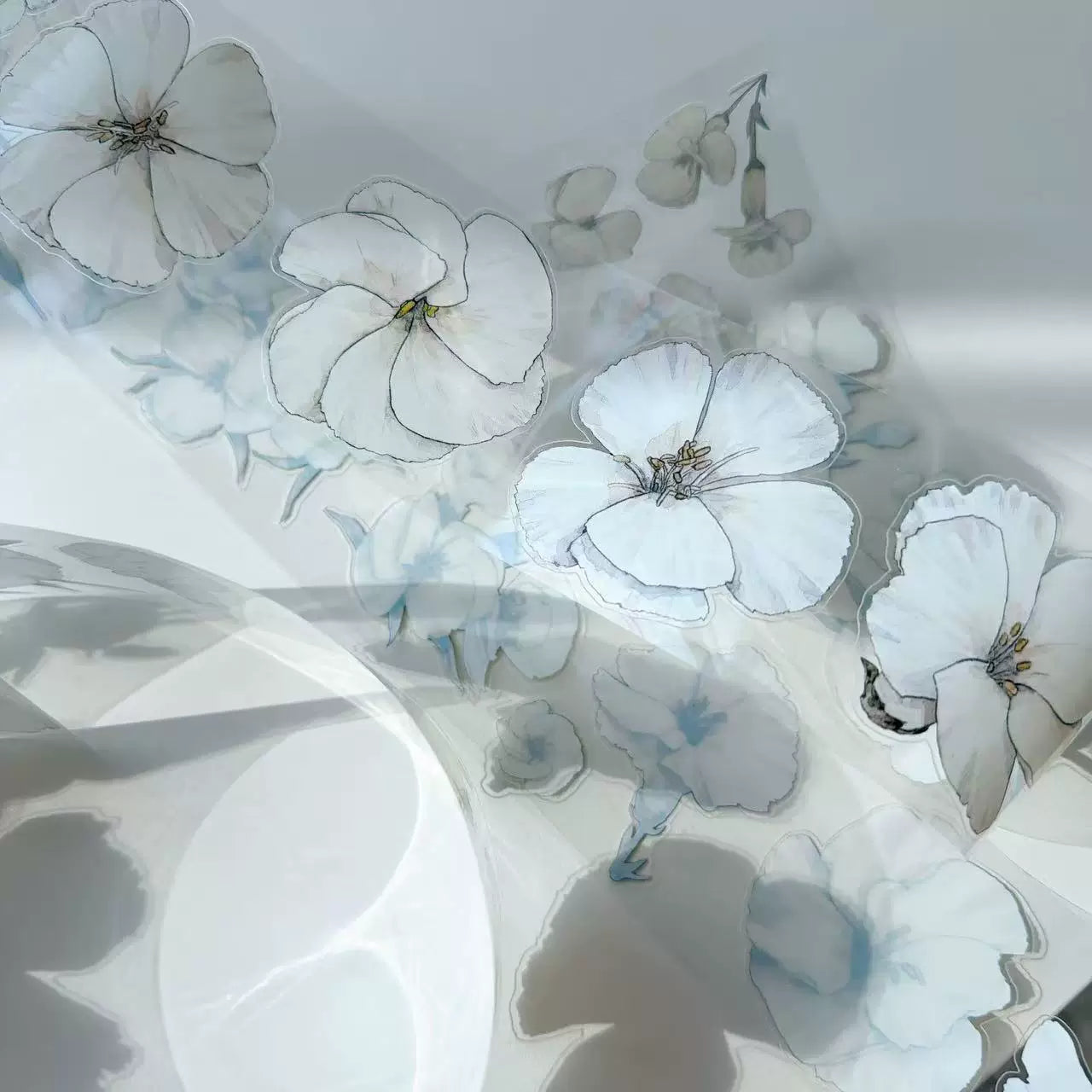 Kaixiaoxun Vol12【Plain White】 Pre-Cut Long Loop Washi/Matte PET Tape for Scrapbook Supplies,Junk Journal Supplies