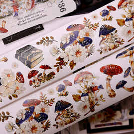 XiaoBaiJia【Mushroom Tales in the Woods】Orginal Design Kiss-cut Washi Pet Floral Tape Light Retro Landscaping Stickers