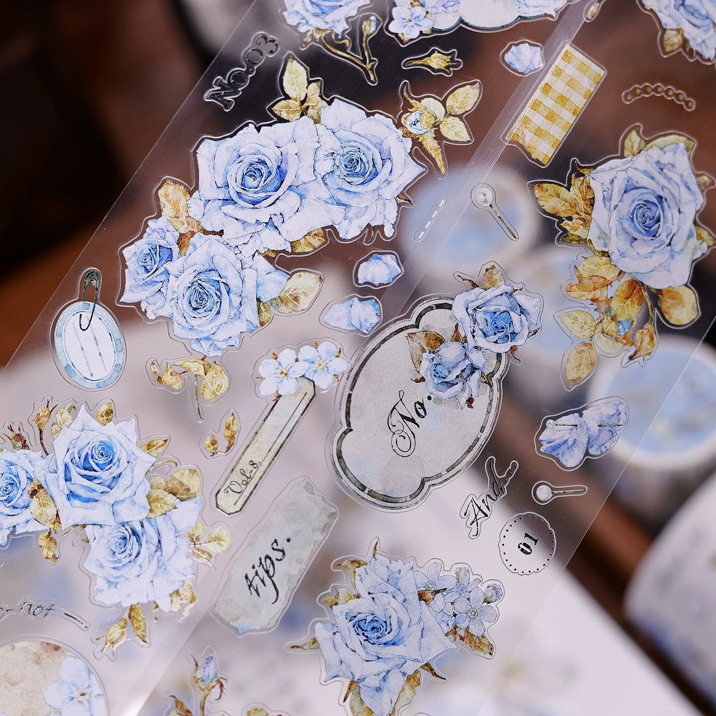 XiaoBaiJia Salt Series【Clear Dew】Pre-cut Orginal Design Floral Washi/Pet Tape Light Retro Stickers