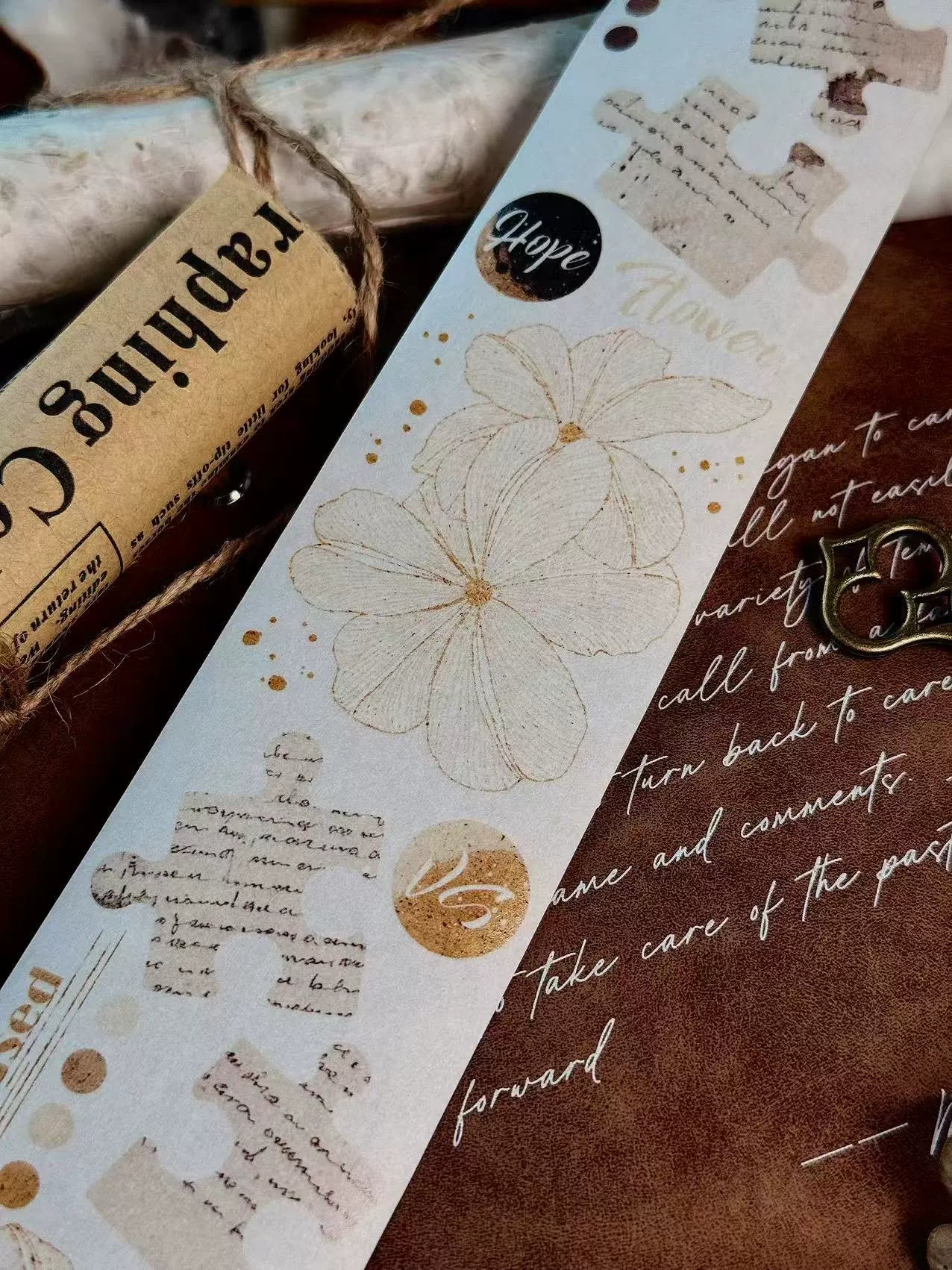 Linlanxi 【Ink Rhyme Printing Traces】Original New Product Retro Flower Puzzle Washi/Pet Tape