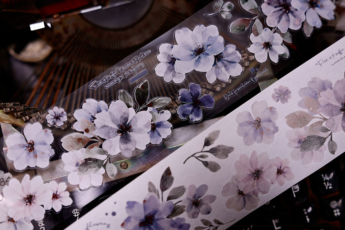 XiaoBaiJia Salt Series【Fog Blue Dense Branches】Pre-cut Orginal Design Washi/Pet Tape Light Retro Stickers