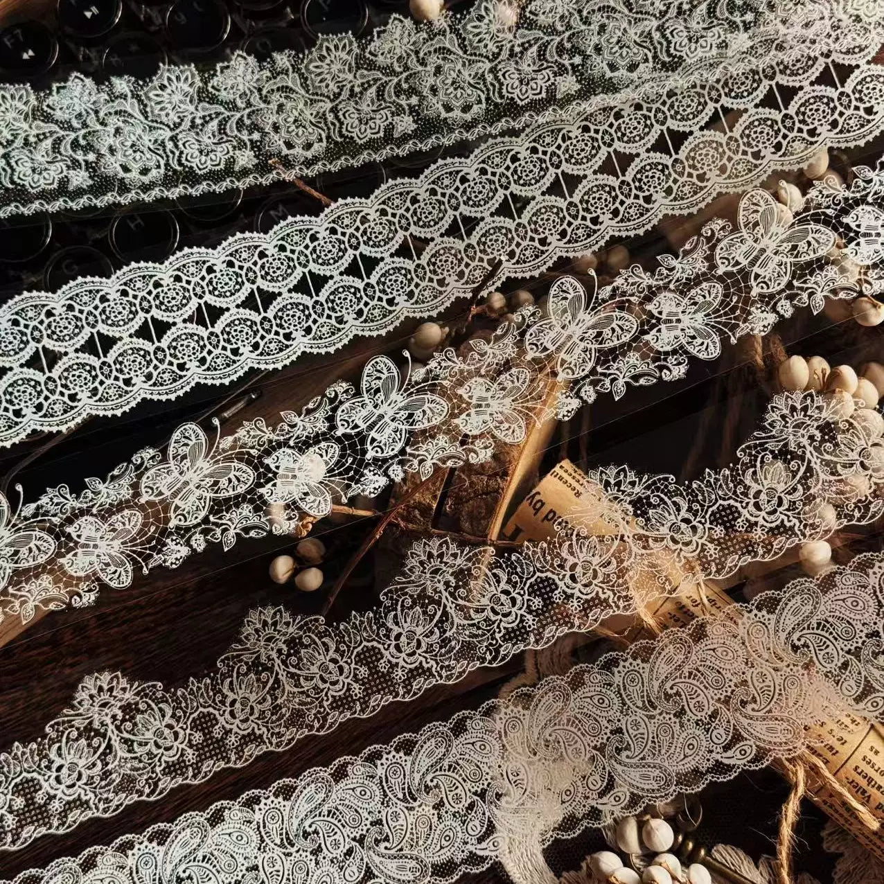 Linlanxi Vol13【Vintage Lace Trim】Original Design Retro Broken Paper Bookkeeping Washi Pet Tape