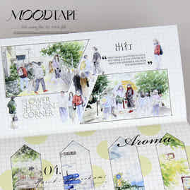 Moodtape【Passer-by&Summer Sea Street】Cute Character Original Washi Tape Stickers,for Scrapbook Supplies,Scrapbook Tape Stickers,Junk Journal Supplies