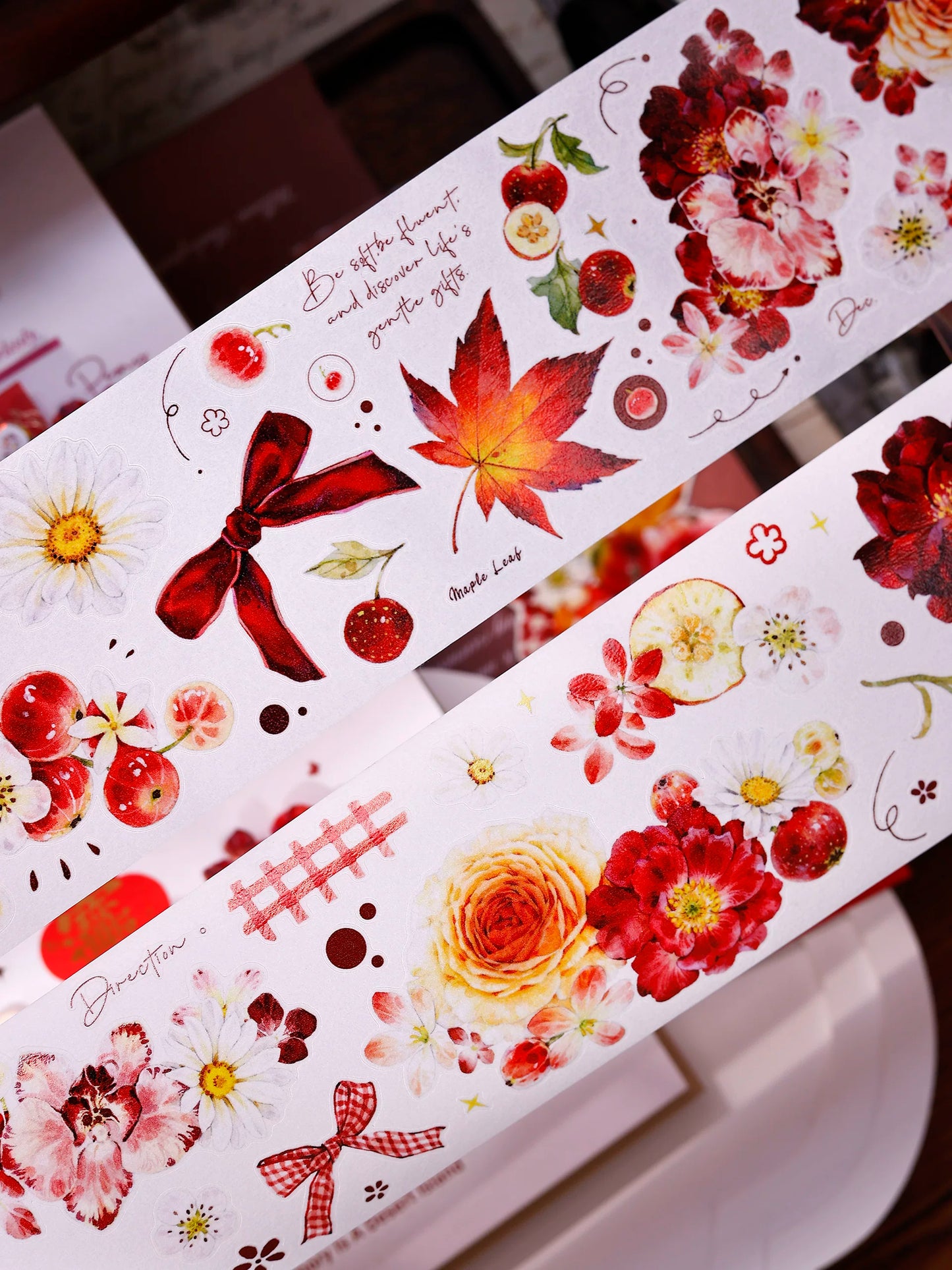 XiaoBaiJia Salt Series【Red Fruit Fragrance】Orginal Design Kiss-cut Washi/Pet Floral Tape Light Retro Landscaping Stickers