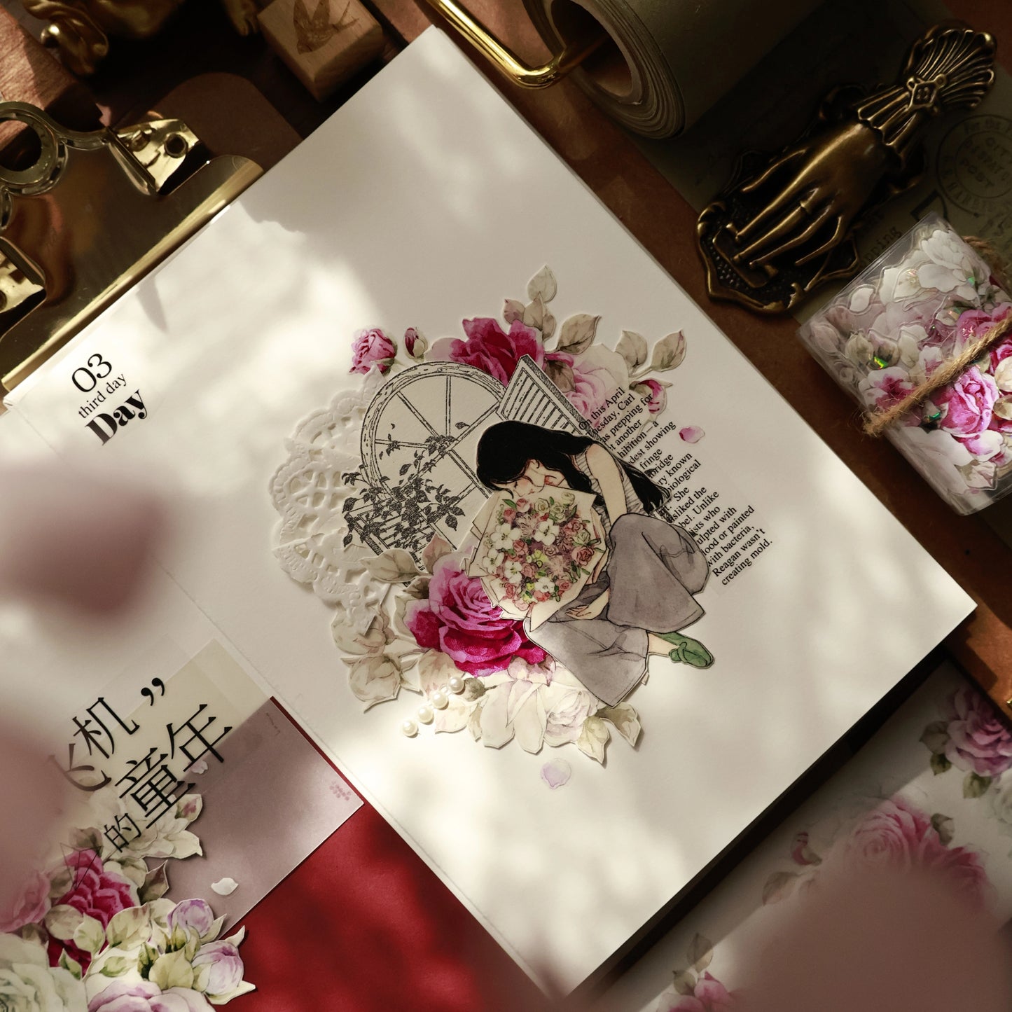 YiEr Vol15【Starry Purple】Orginal Design Pre-cut Washi/Pet Floral Tape Light Retro Landscaping Stickers