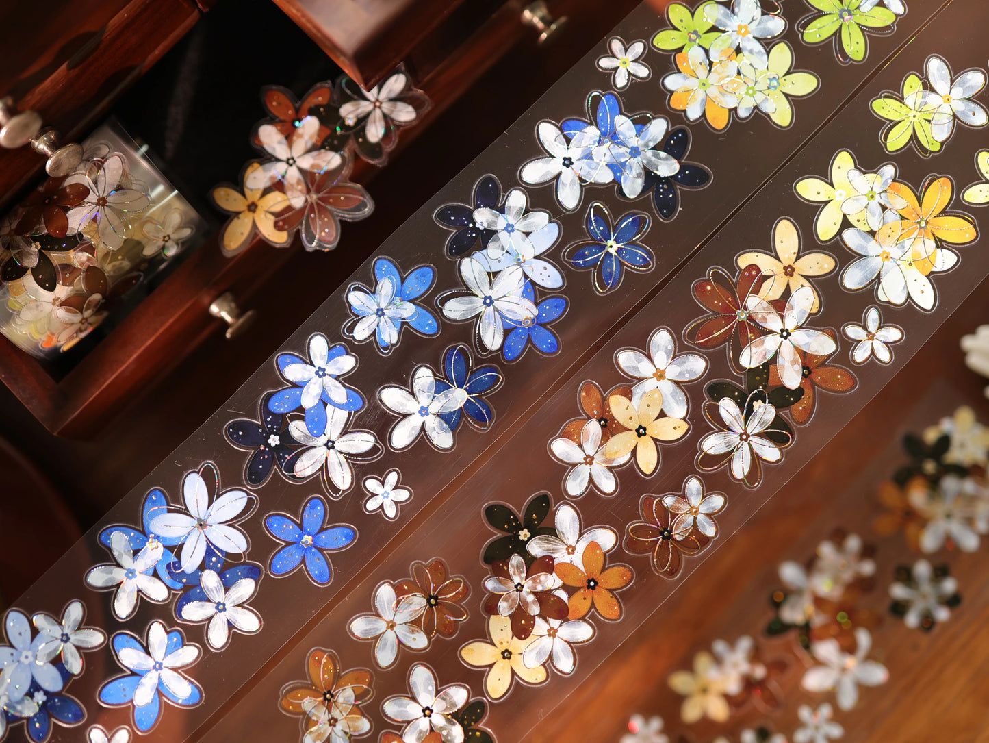 YiEr Vol17【Flowers on the Path】Kiss-cut Light Retro Floral Washi Tape and PET Stickers